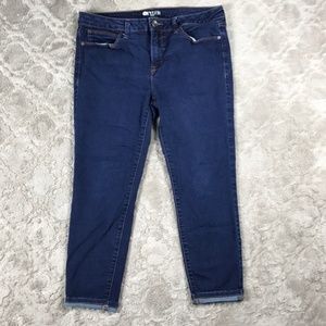 Stylus Skinny Jeans Cropped Rolled Cuff Dark Wash
